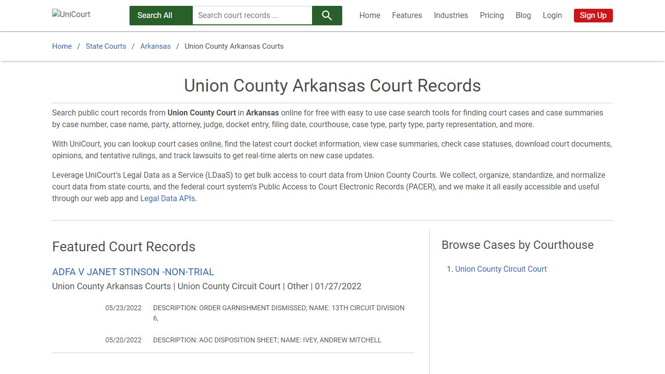 Union County Arkansas Court Records | Arkansas | UniCourt